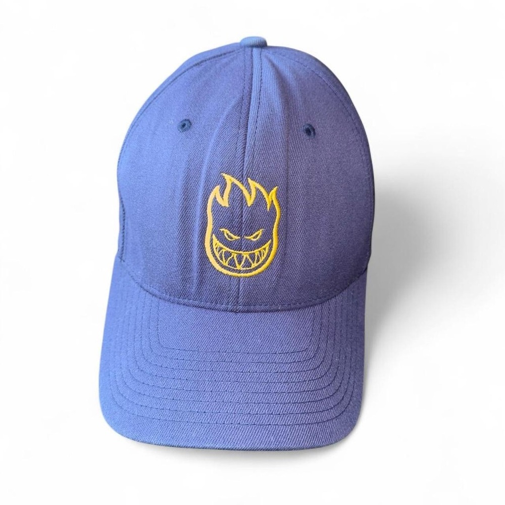 Vintage Spitfire Wheels Flexfit Wool Hat Cap Blue Yellow Skater Streetwear L/XL